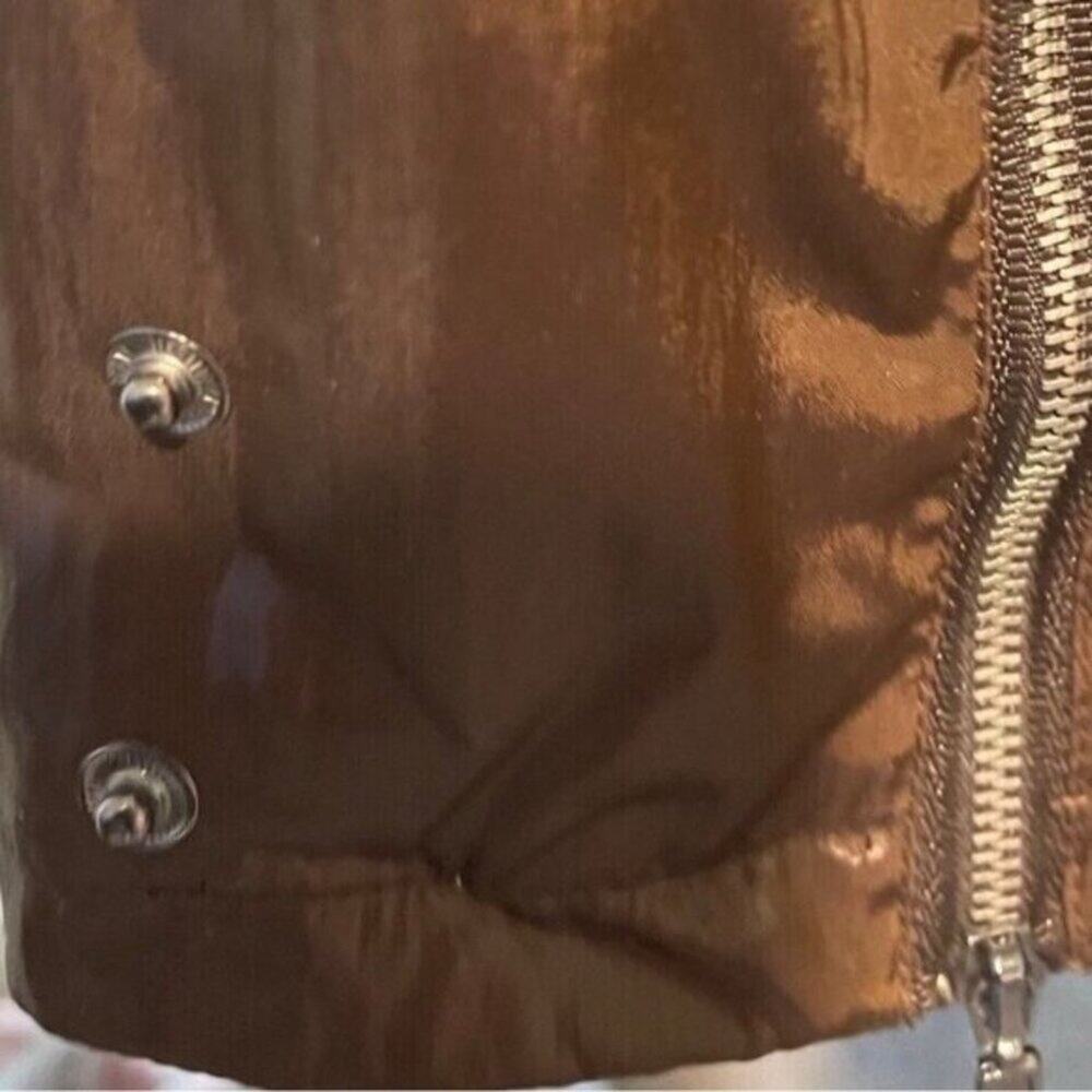 Vintage Y2K Women Metallic Brown Safari Utility Jacket Animal Print Lined M - Picture 7 of 16